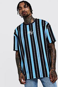 Boohoo Oversized Stripe Bm Embroidered T-shirt