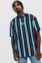 Boohoo Oversized Stripe Bm Embroidered T-shirt