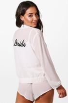 Boohoo Angel Bride Beach Bomber Co-ord Set White