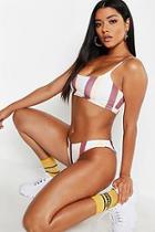 Boohoo School Stripe Scoop Crop Bikini