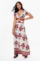 Boohoo Nicole Floral Boarder Crop & Maxi Skirt Co-ord Set