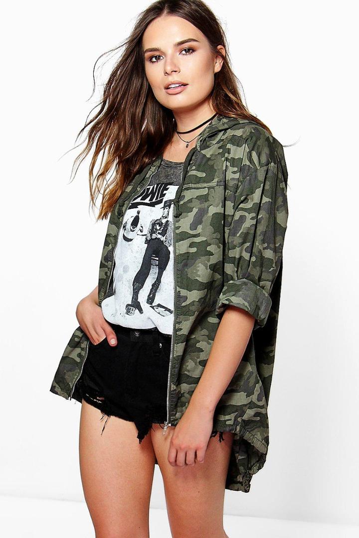 Boohoo Freya Camo Utility Festival Jacket Khaki