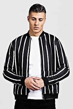 Boohoo Fine Stripe Smart Bomber Jacket