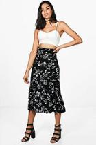 Boohoo Mai Bohemian Drop Hem Button Front Midi Skirt
