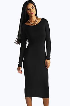 Boohoo Susan Long Sleeve Midi Dress