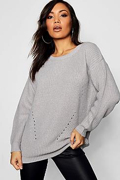 Boohoo Chunky Jumper With Rib Transfers