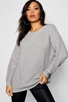 Boohoo Chunky Jumper With Rib Transfers