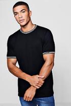 Boohoo Crew Neck T-shirt With Rib Neck And Cuff