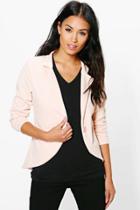 Boohoo Sophia Astrid One Button Ponte Blazer Nude
