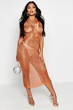 Boohoo Metallic Knit Maxi Dress