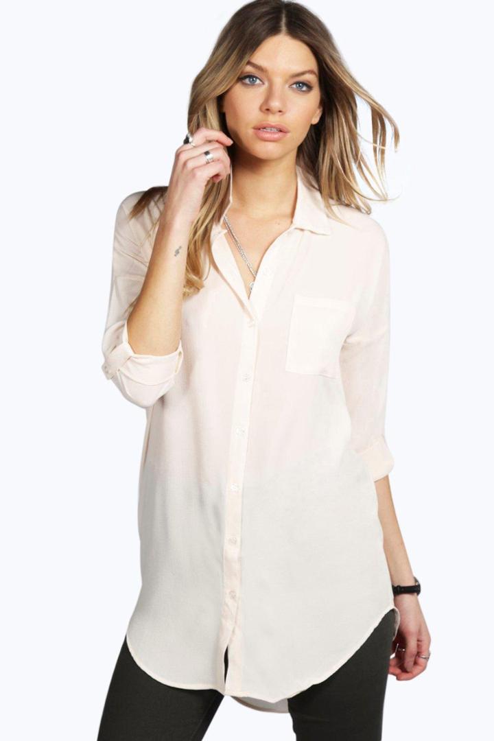 Boohoo Kirsty Solid Oversized Shirt Ivory