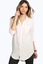 Boohoo Kirsty Solid Oversized Shirt Ivory