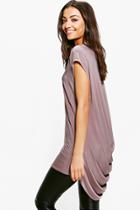 Boohoo Tall Alanna Slinky Drape Back Top Mocha