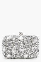Boohoo Alice Premium Gem Mirrored Box Clutch Bag
