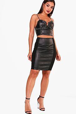 Boohoo Pu Panelled Mini Skirt