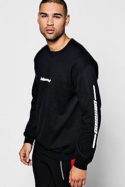 Boohoo Blessed Sweater With Sleeve Print