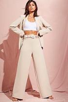 Boohoo Wide Leg Belted High Waisted Trouser