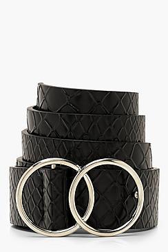 Boohoo Croc Double Ring Boyfriend Belt