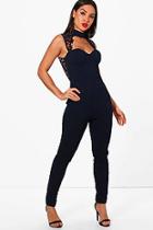 Boohoo Choker And Lace Detail Jumpsuit