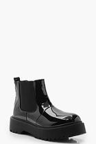Boohoo Patent Chunky Cleated Chelsea Boots