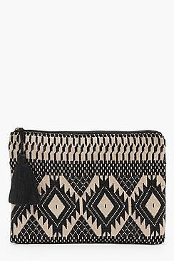 Boohoo Lucy Sparkle Aztec Clutch