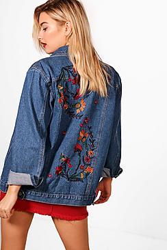 Boohoo Laurel Folk Embroidered Denim Jacket