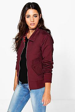 Boohoo Tartan Lined Harrington Bomber