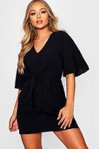 Boohoo Woven Tie Front Mini Dress