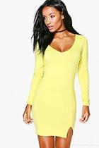 Boohoo Uhura Long Sleeved Split Front Mini Dress