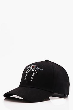 Boohoo Flamingo Embroidered Cap