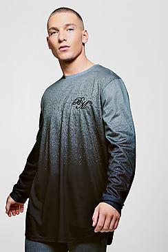 Boohoo B & M Ombre L/s Longline Curve Hem T-shirt