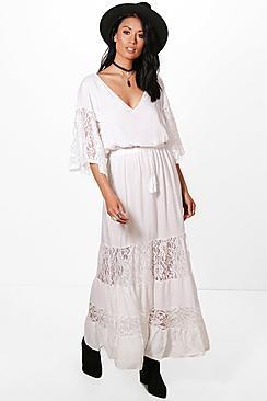Boohoo Ahlai Lace Panelled Maxi Dress