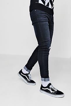Boohoo Spray On Skinny Jeans With Raw Turn Up