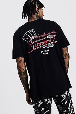 Boohoo Oversized Sinners Printed Jersey Tee