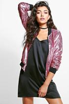 Boohoo Rebecca Sequin Bomber Jacket Pink