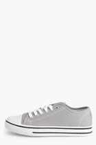 Boohoo Maisie Lace Up Canvas Flat Grey