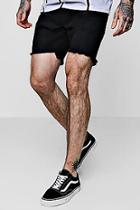 Boohoo Slim Fit Denim Shorts With Raw Stepped Hem