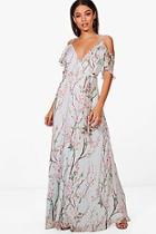 Boohoo Sophie Strappy Floral Cold Shoulder Maxi Dress