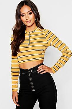 Boohoo Petite Stripe Rib O Ring Crop Top