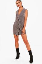 Boohoo Petite Glitter Tux Mini Dress