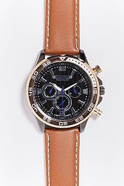 Boohoo Gold Faced Watch With Tan Straps