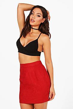 Boohoo Ilia Suedette A Line Mini Skirt