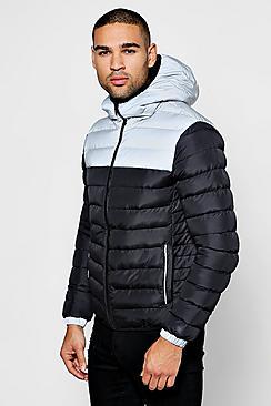 Boohoo Reflective Panel Puffer Jacket