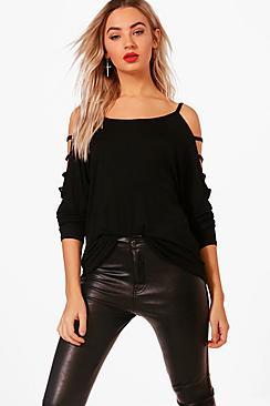 Boohoo Strappy Sleeve Loose Fit Top
