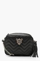 Boohoo Cheetah Hardware Quilt Cross Body