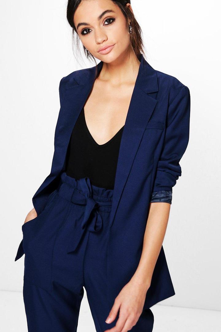 Boohoo Violet Premium Tailored Blazer Navy