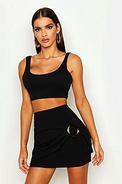 Boohoo Draped Horn Buckle Mini Skirt