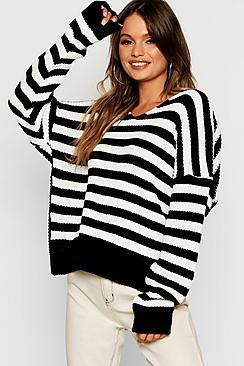 Boohoo Stripe Twist Back Sweater