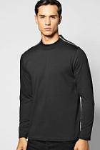 Boohoo Long Sleeve Turtle Neck T Shirt With Zip Neck