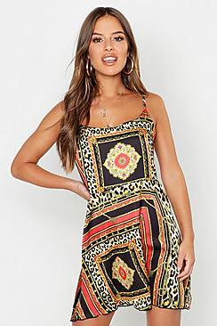 Boohoo Petite Satin Scarf Print Cami Top
